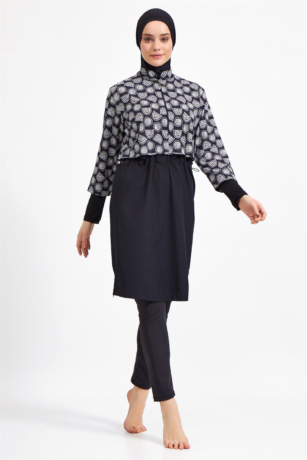 Tam Kapalı Tesettür Mayo 0555 Siyah Remsa Mayo