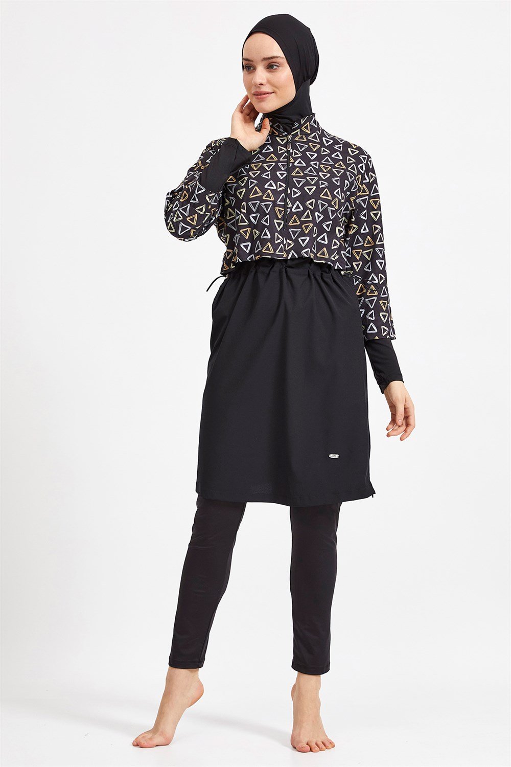 Tam Kapalı Tesettür Mayo 0557 Siyah Remsa Mayo