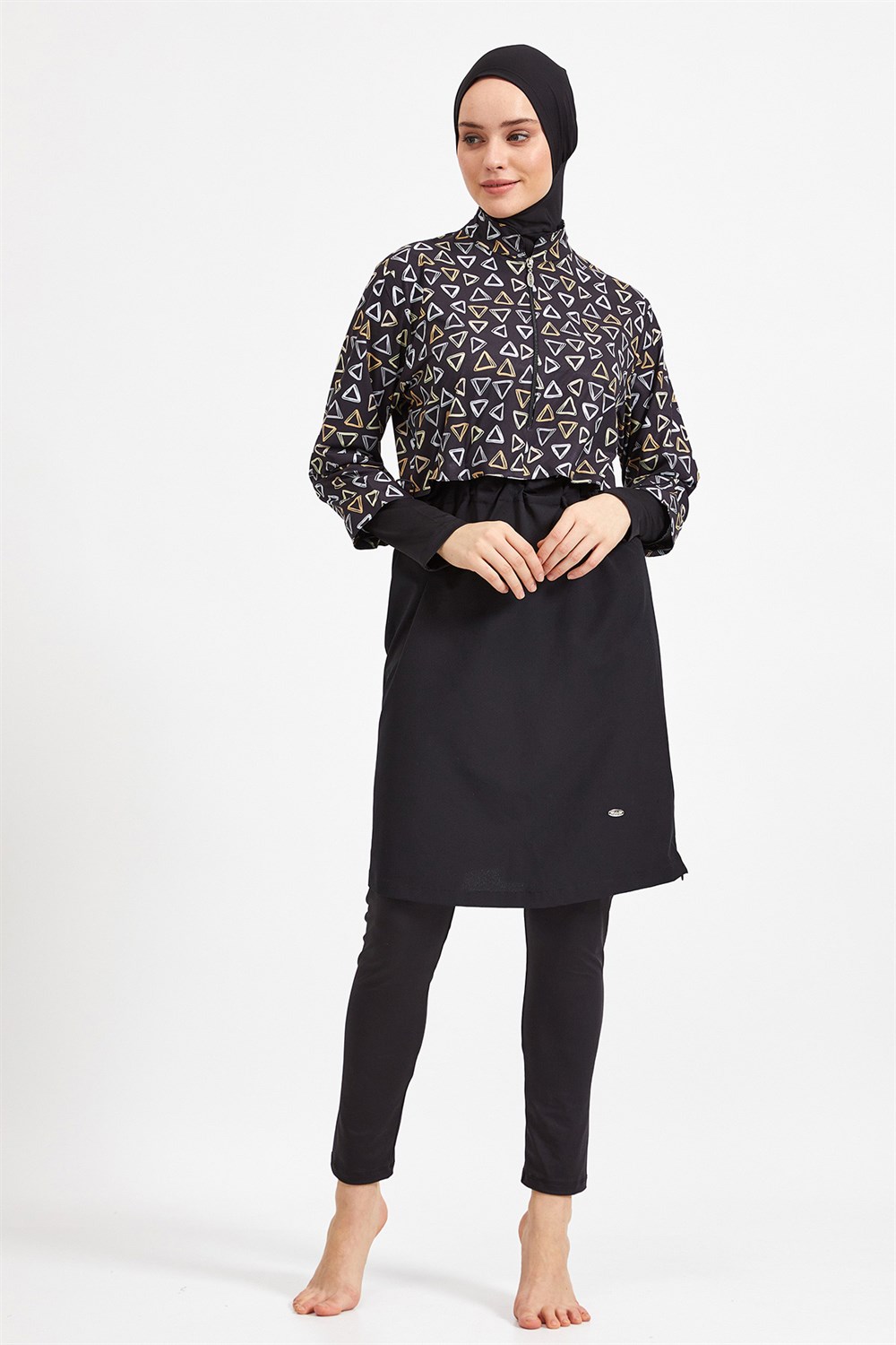 Tam Kapalı Tesettür Mayo 0557 Siyah Remsa Mayo