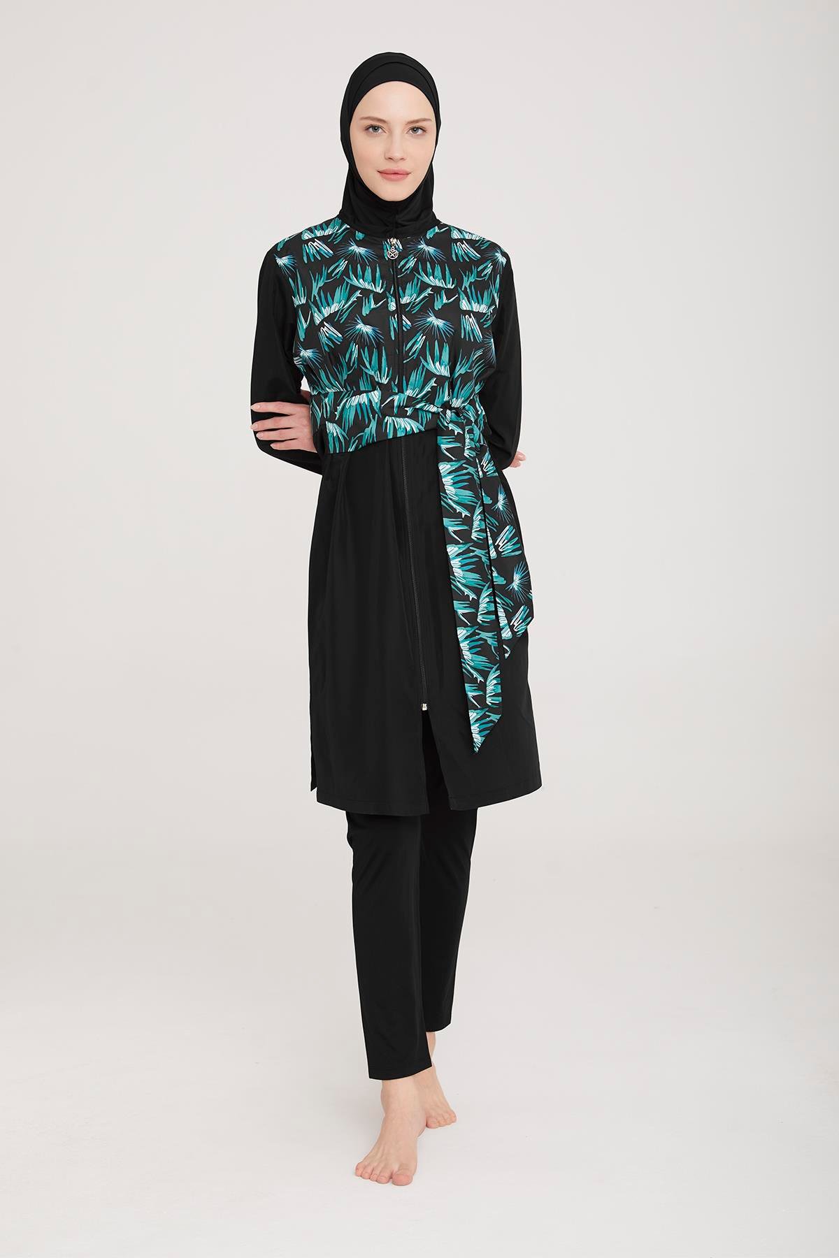 Tam Kapalı Tesettür Mayo Acahan 2 8064 Siyah Remsa Mayo