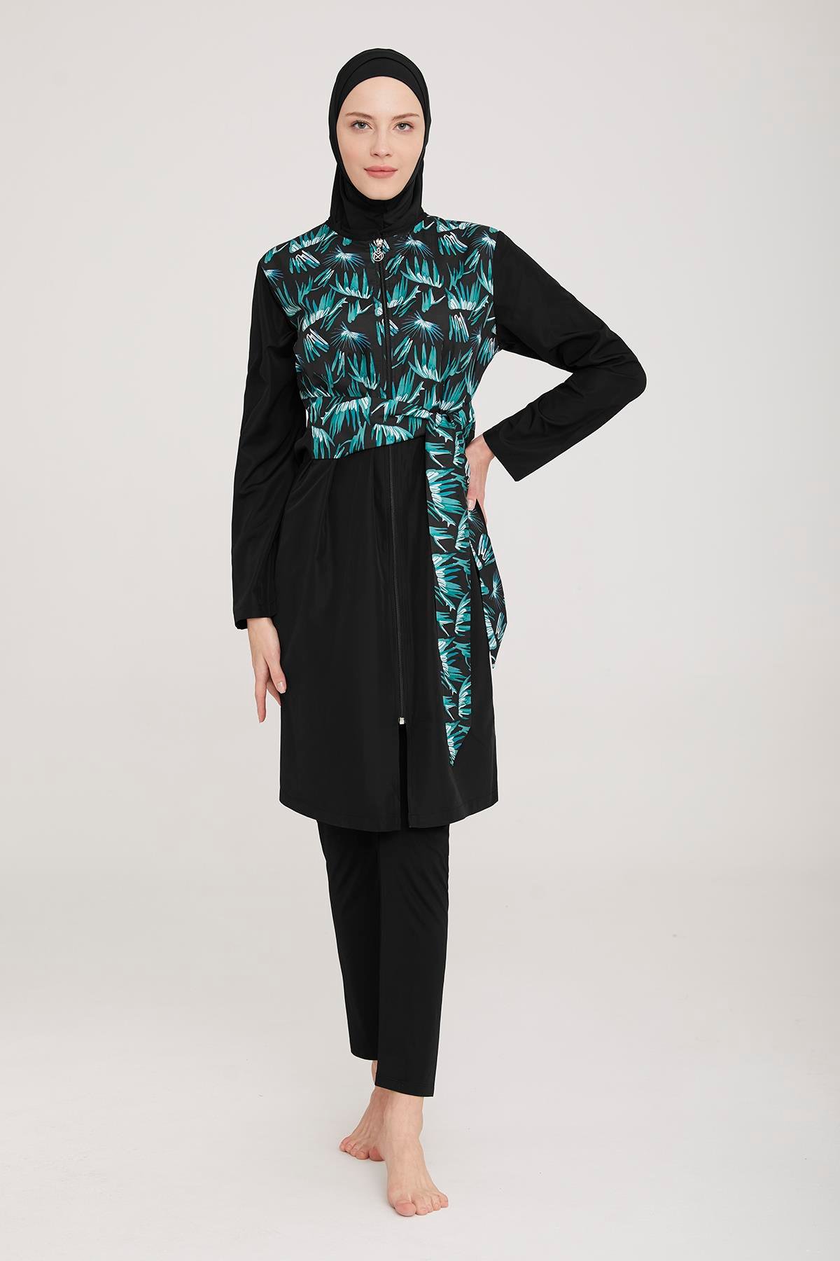 Tam Kapalı Tesettür Mayo Acahan 2 8064 Siyah Remsa Mayo