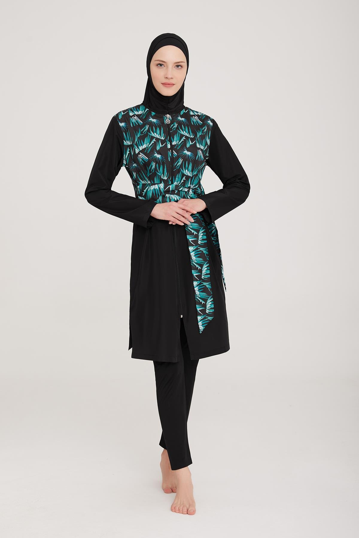 Tam Kapalı Tesettür Mayo Acahan 2 8064 Siyah Remsa Mayo