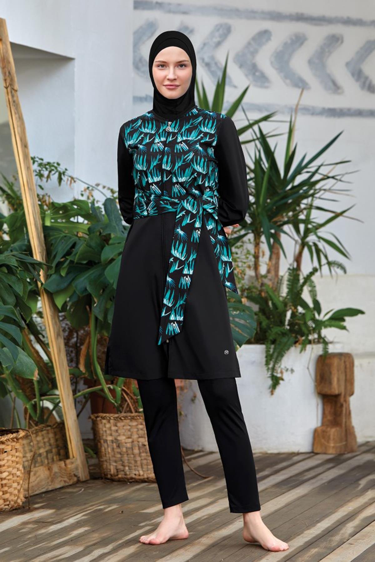 Tam Kapalı Tesettür Mayo Acahan 2 8064 Siyah Remsa Mayo