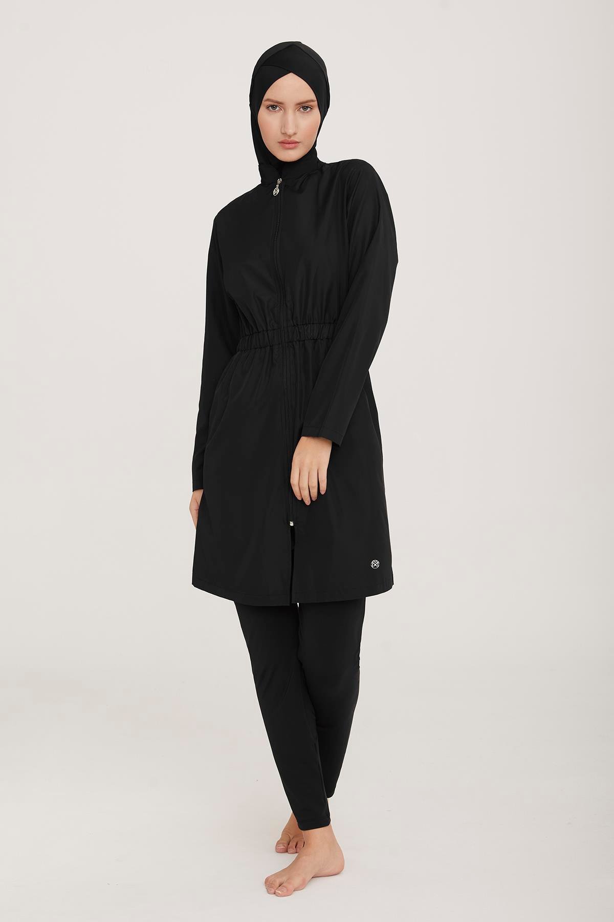 Tam Kapalı Tesettür Mayo Agata 8070 Siyah Remsa Mayo