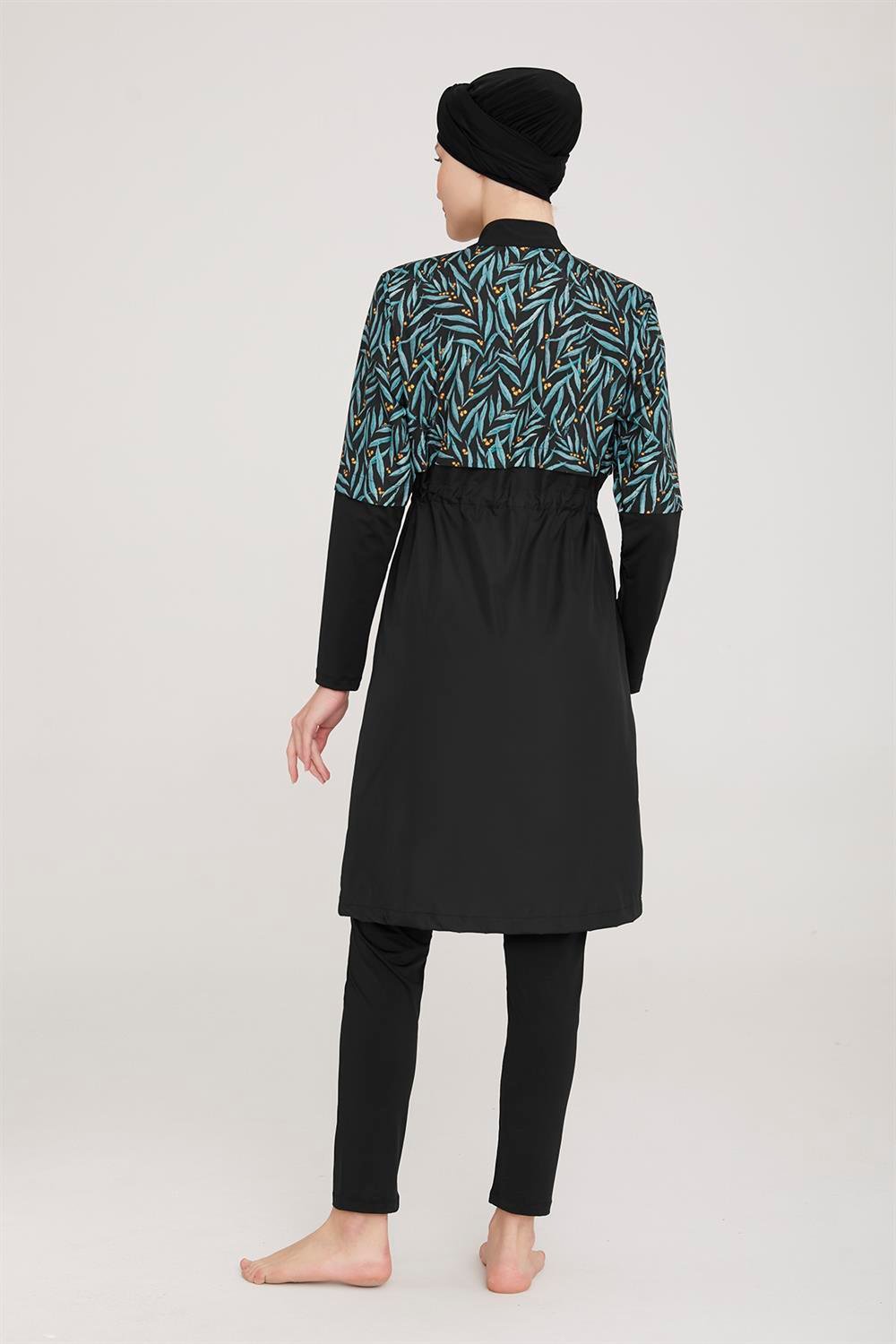 Tam Kapalı Tesettür Mayo Alkım 8065 Siyah Remsa Mayo