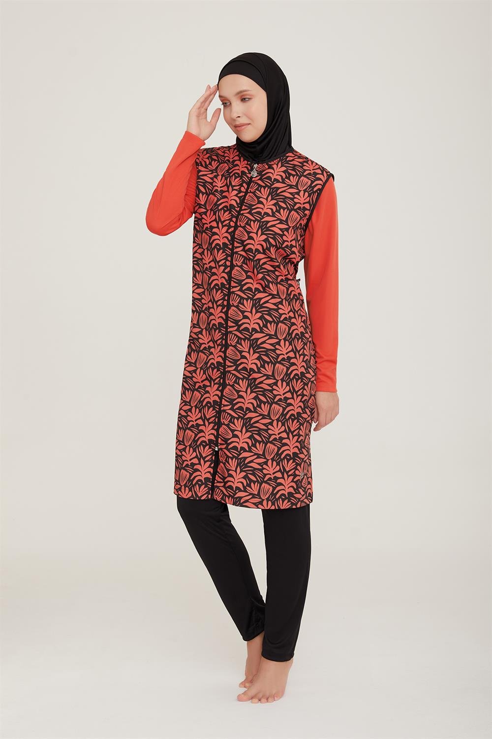 Tam Kapalı Tesettür Mayo Aren 1 9042 Siyah Remsa Mayo