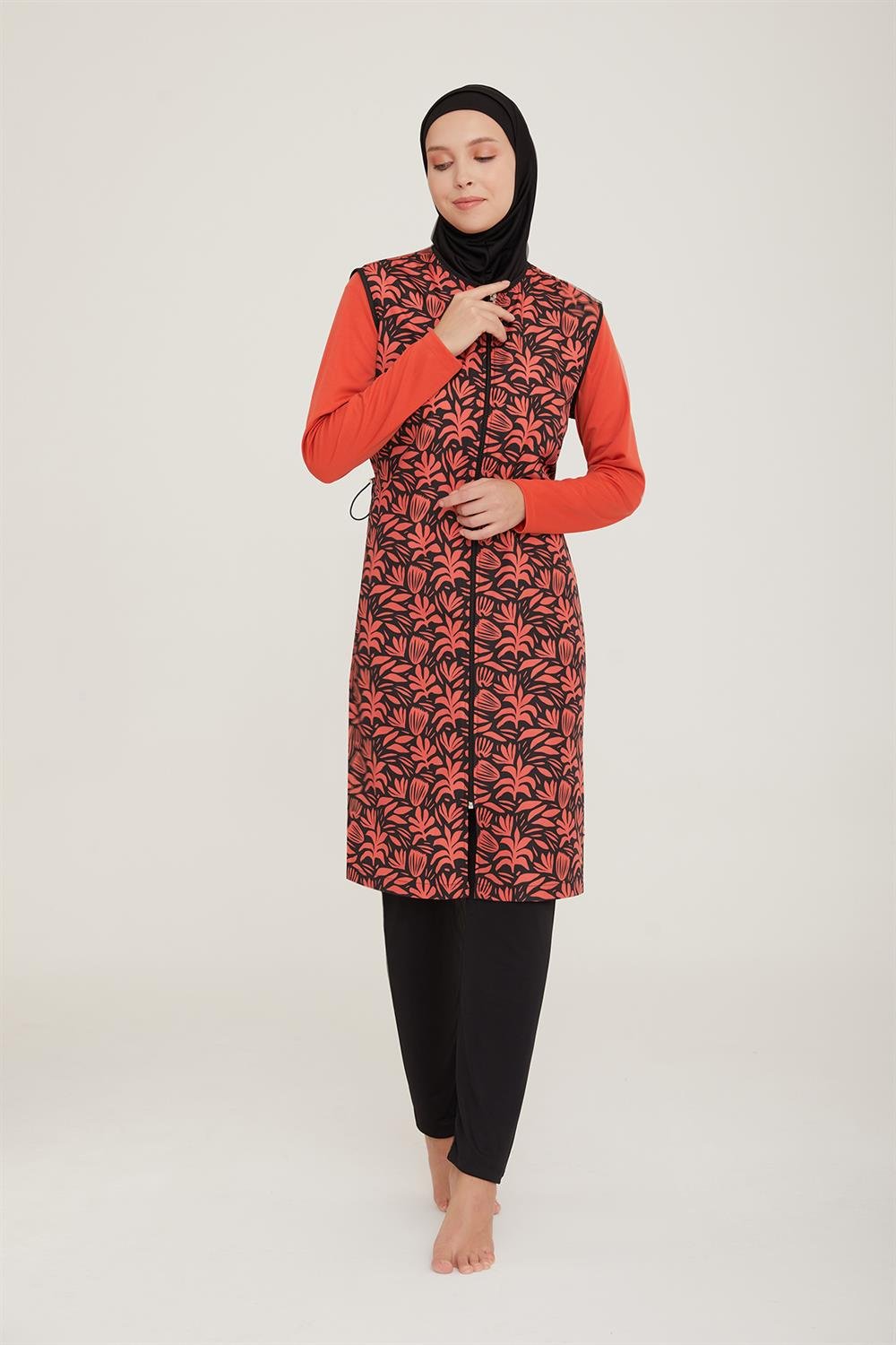 Tam Kapalı Tesettür Mayo Aren 1 9042 Siyah Remsa Mayo