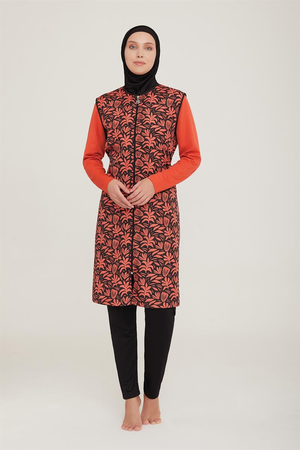 Tam Kapalı Tesettür Mayo Aren 1 9042 Siyah Remsa Mayo