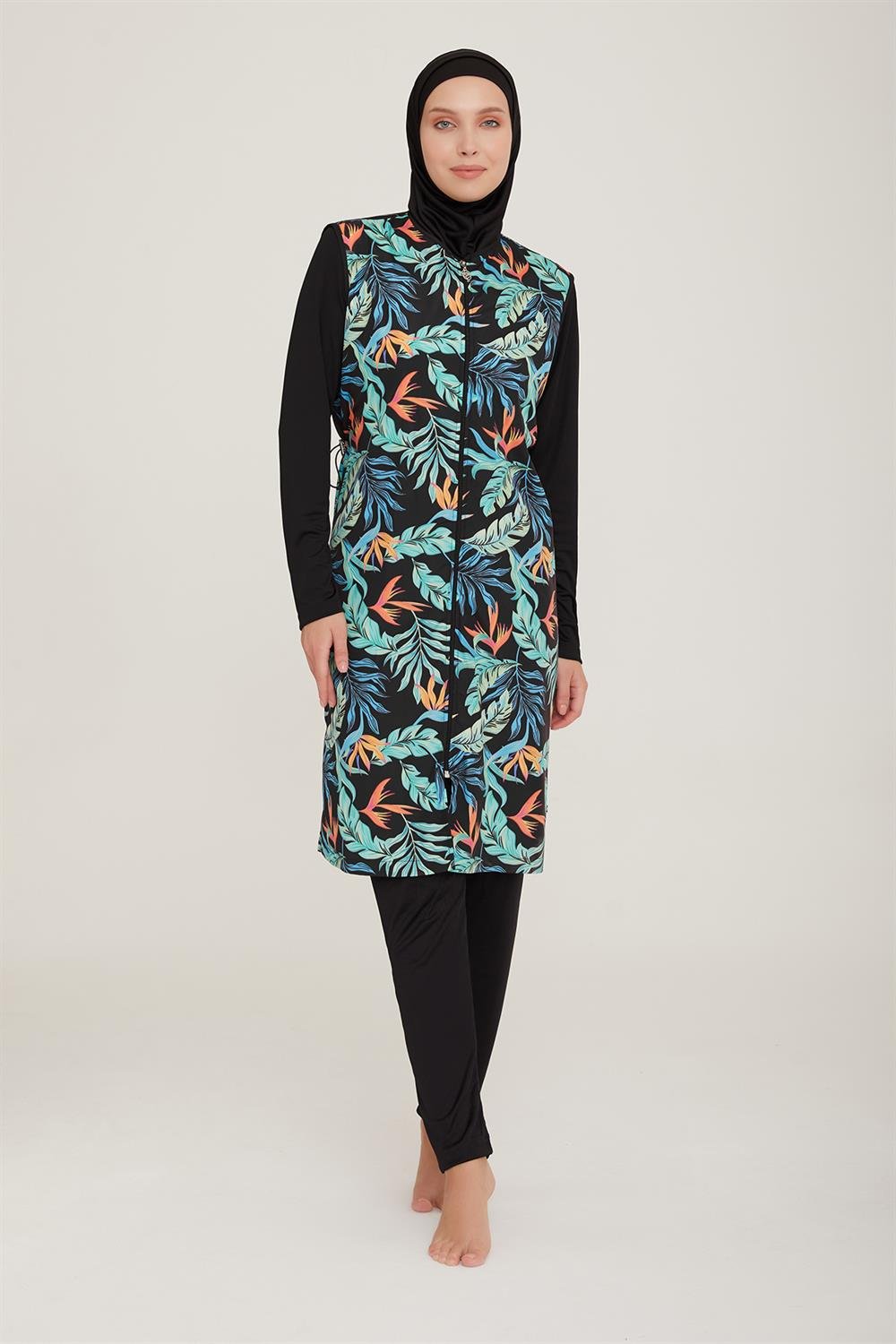 Tam Kapalı Tesettür Mayo Aren 2 9043 Siyah Remsa Mayo