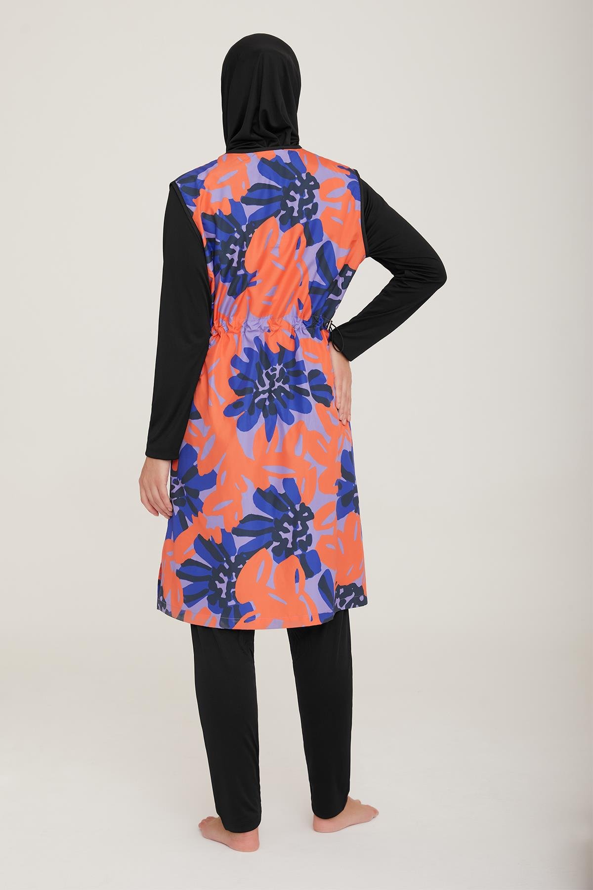 Tam Kapalı Tesettür Mayo Aren 5 9046 Siyah Remsa Mayo