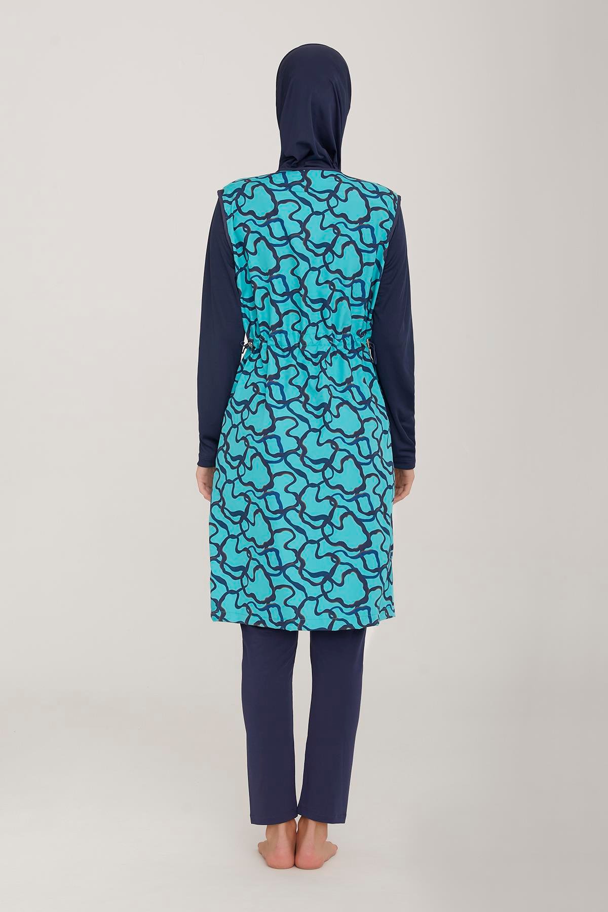 Tam Kapalı Tesettür Mayo Aren 6 9047 Koyu Lacivert Remsa Mayo