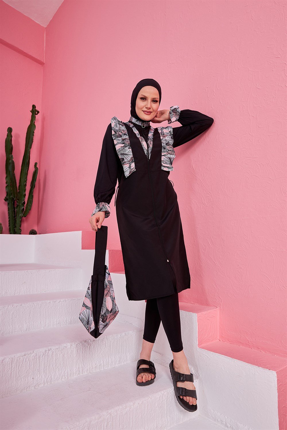 Tam Kapalı Tesettür Mayo Buğlem Yaprak  2231Y