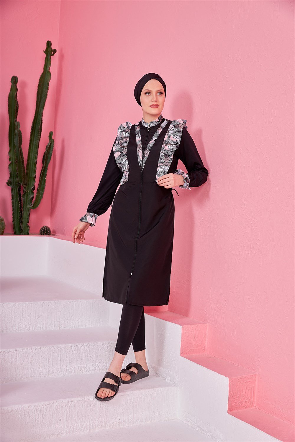 Tam Kapalı Tesettür Mayo Buğlem Yaprak  2231Y