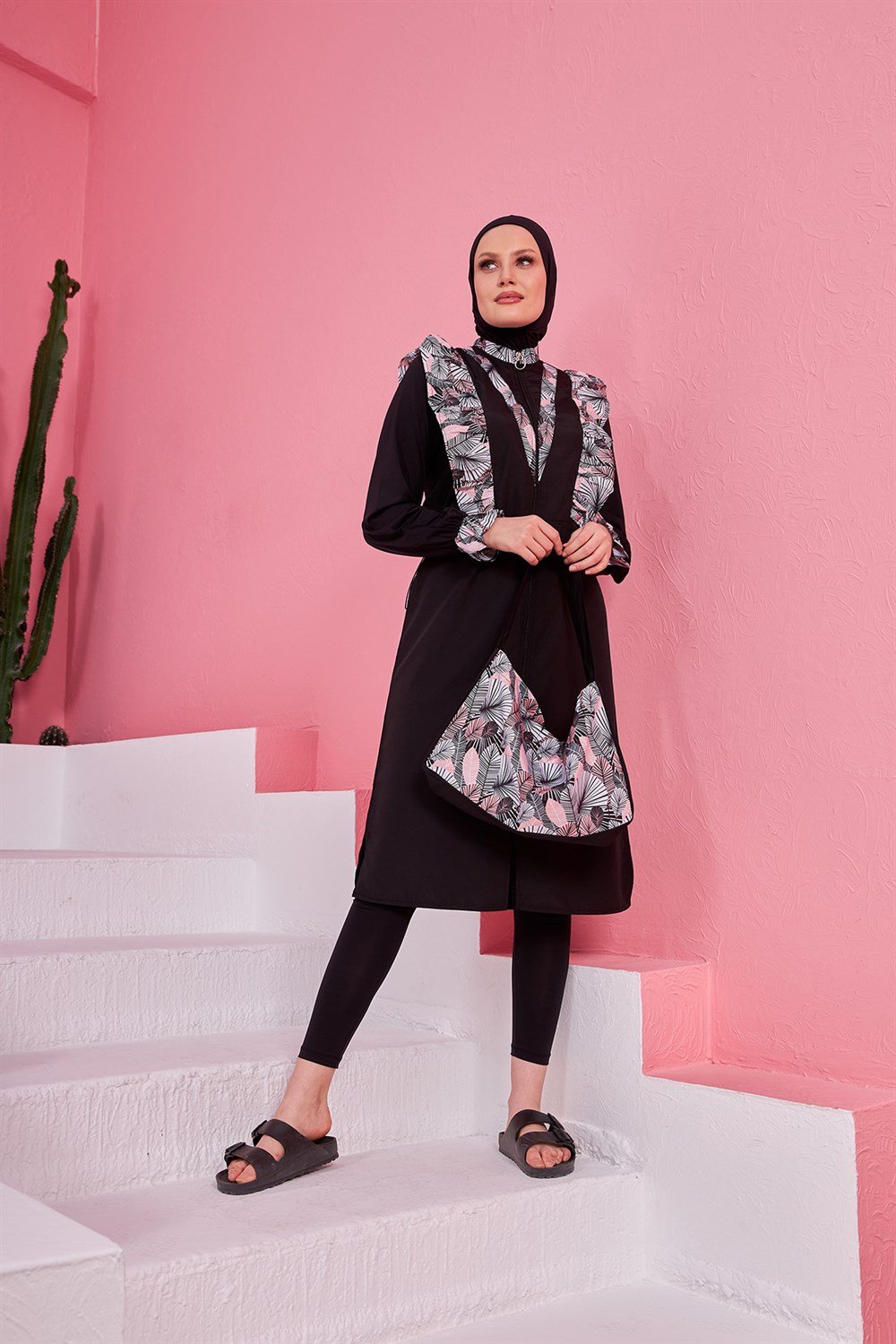 Tam Kapalı Tesettür Mayo Buğlem Yaprak  2231Y