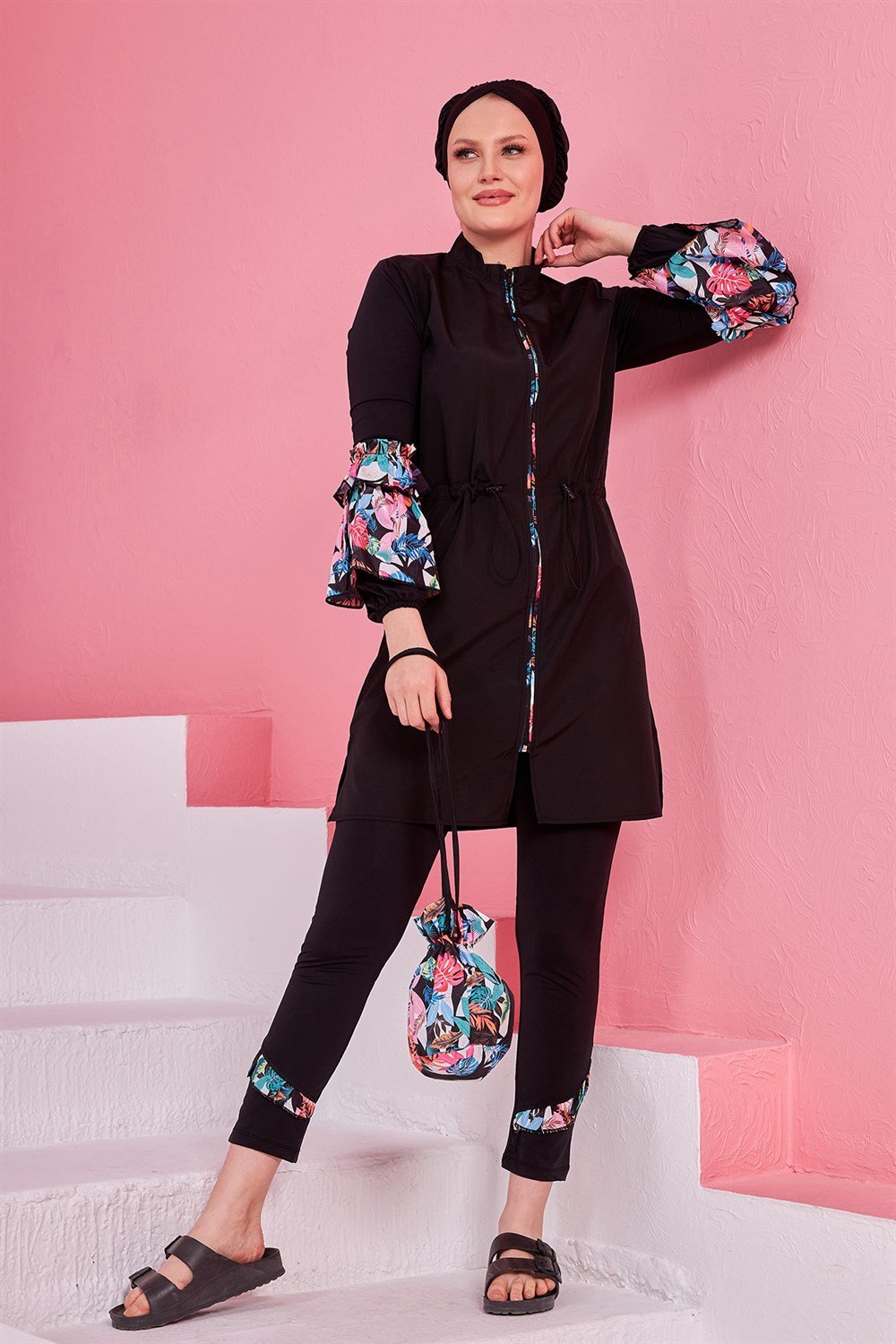 Tam Kapalı Tesettür Mayo Büşra Renkli 2230R