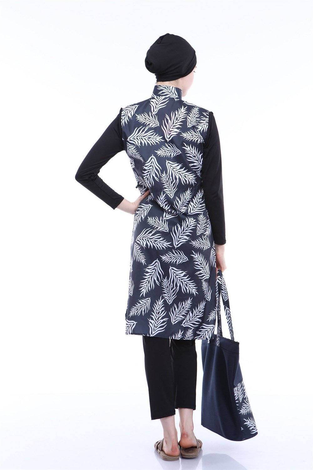 Tam Kapalı Tesettür Mayo Deniz Mayosu TD21-340 Siyah