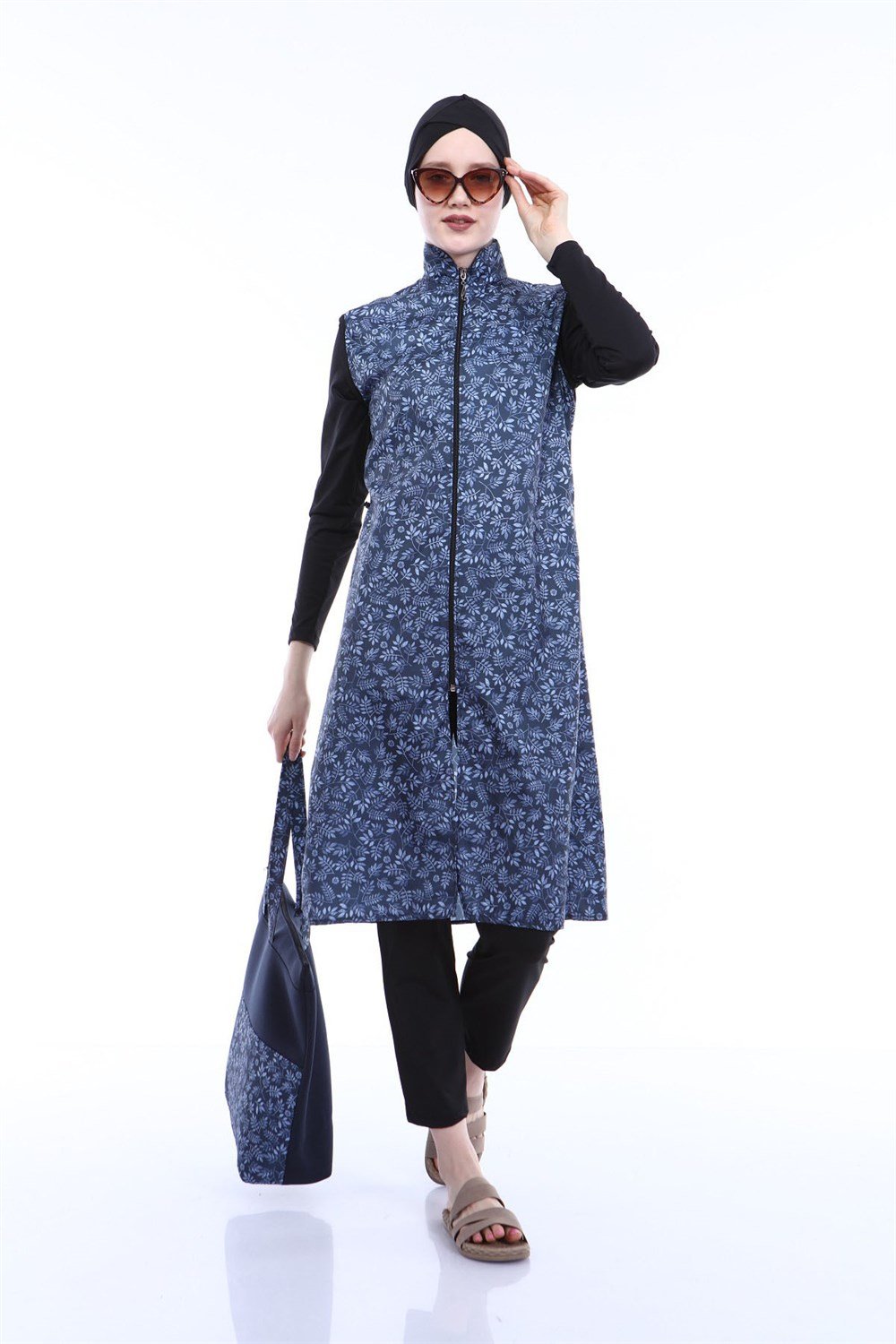 Tam Kapalı Tesettür Mayo Deniz Mayosu TD21-132 Siyah