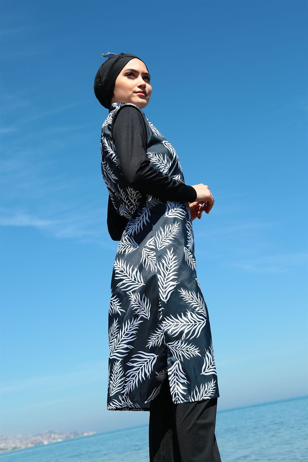 Tam Kapalı Tesettür Mayo Deniz Mayosu TD21-340 Siyah