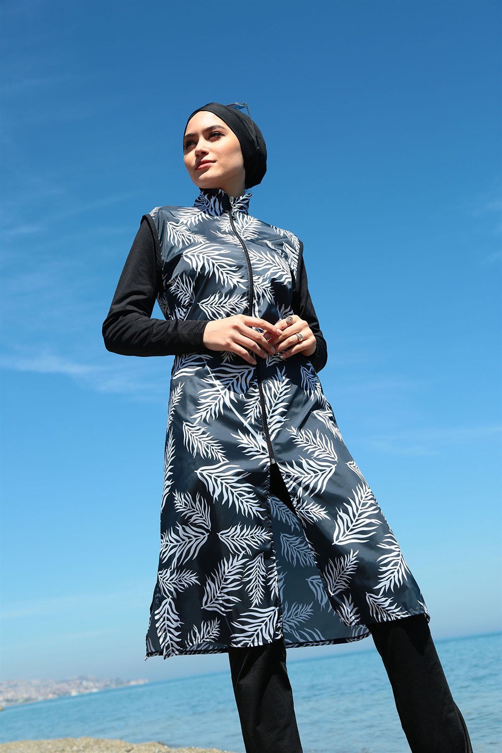 Tam Kapalı Tesettür Mayo Deniz Mayosu TD21-340 Siyah
