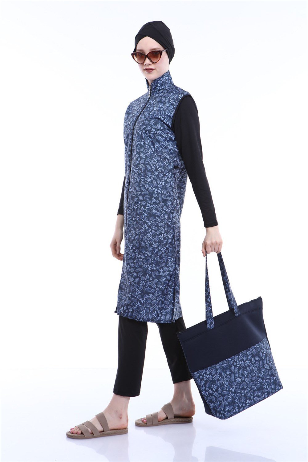 Tam Kapalı Tesettür Mayo Deniz Mayosu TD21-132 Siyah