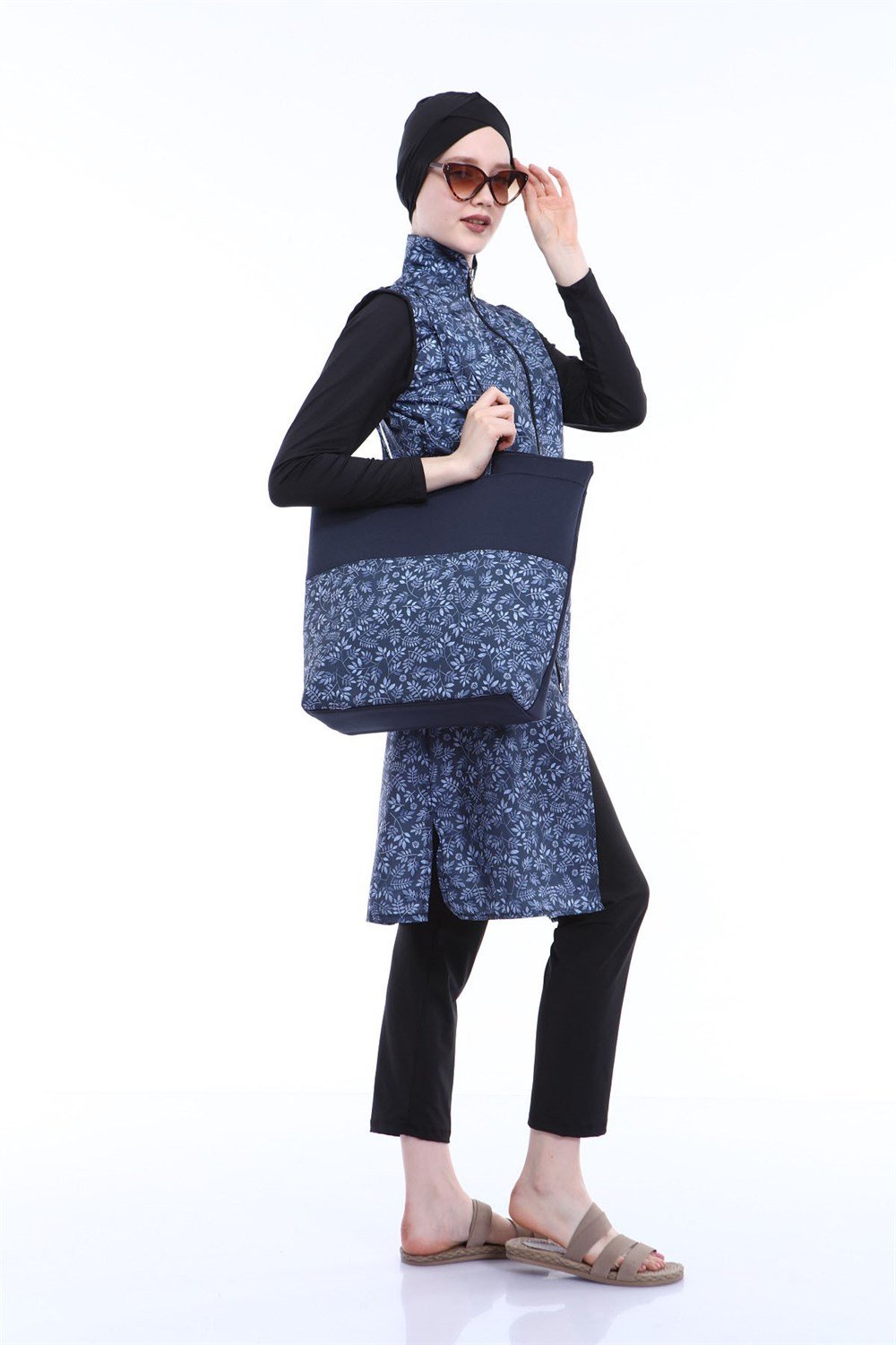 Tam Kapalı Tesettür Mayo Deniz Mayosu TD21-132 Siyah