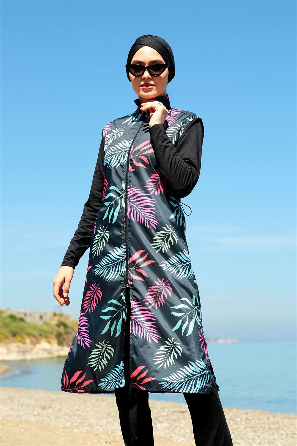 Tam Kapalı Tesettür Mayo Deniz Mayosu TD21-219 Siyah