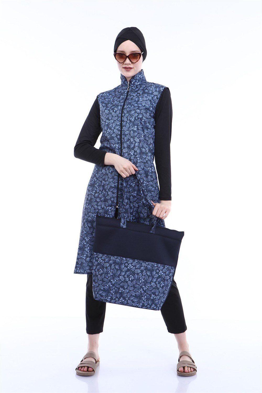 Tam Kapalı Tesettür Mayo Deniz Mayosu TD21-132 Siyah