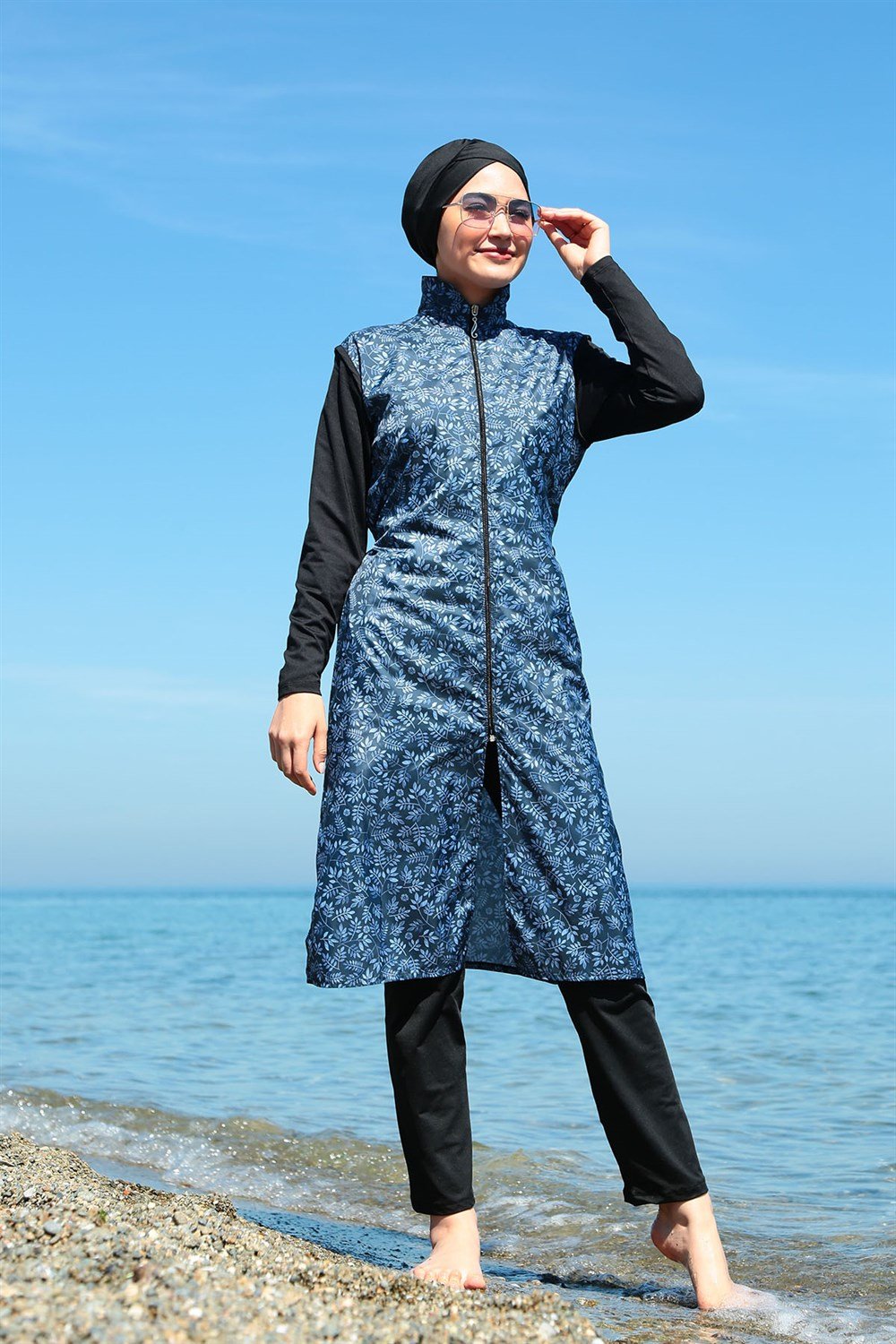 Tam Kapalı Tesettür Mayo Deniz Mayosu TD21-132 Siyah