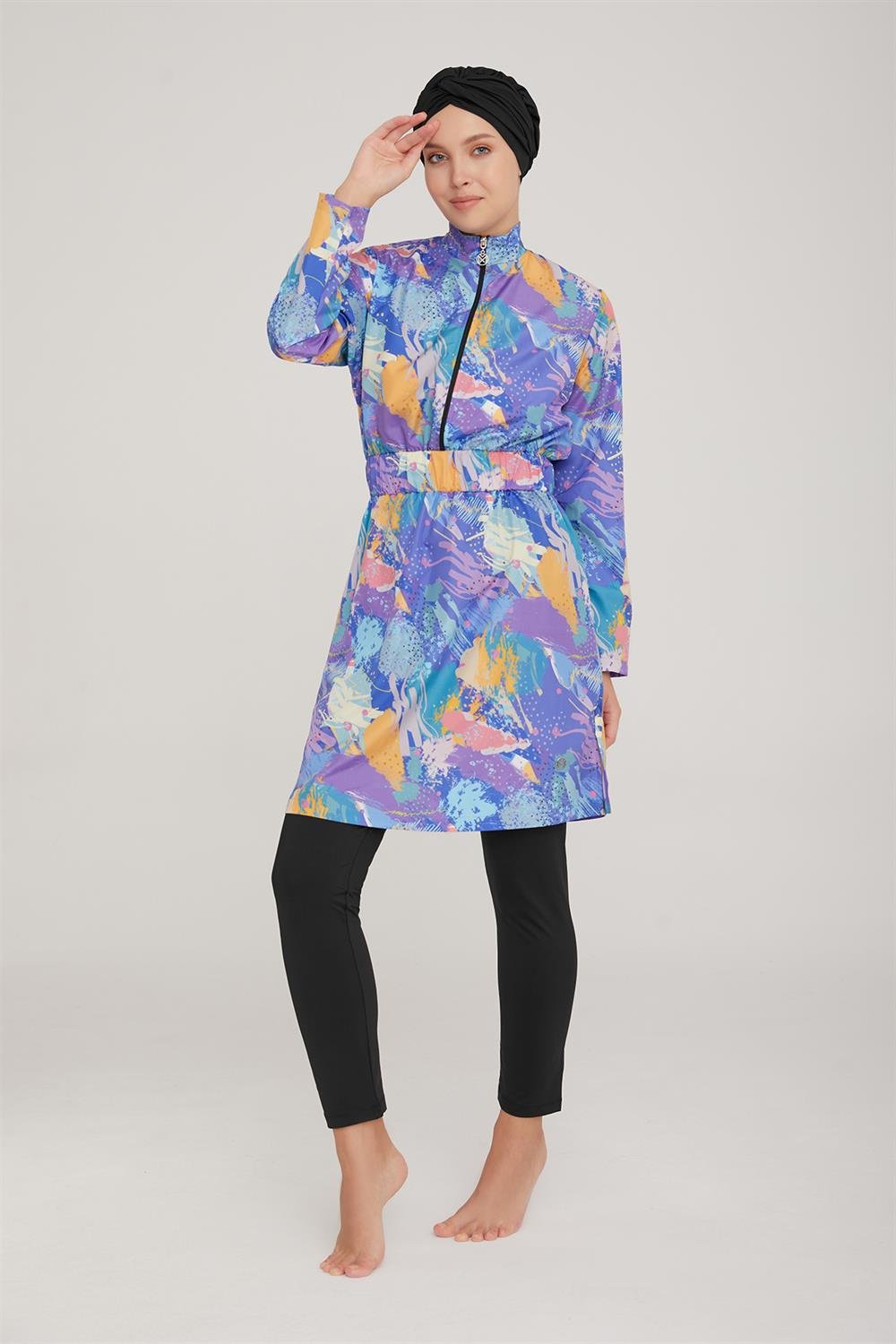 Tam Kapalı Tesettür Mayo Desı 1 8056 Siyah Remsa Mayo