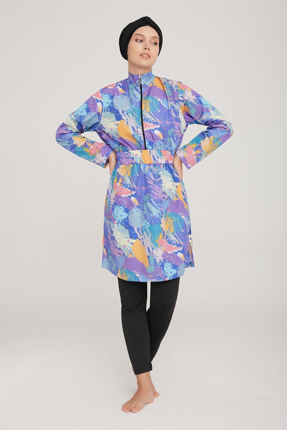 Tam Kapalı Tesettür Mayo Desı 1 8056 Siyah Remsa Mayo