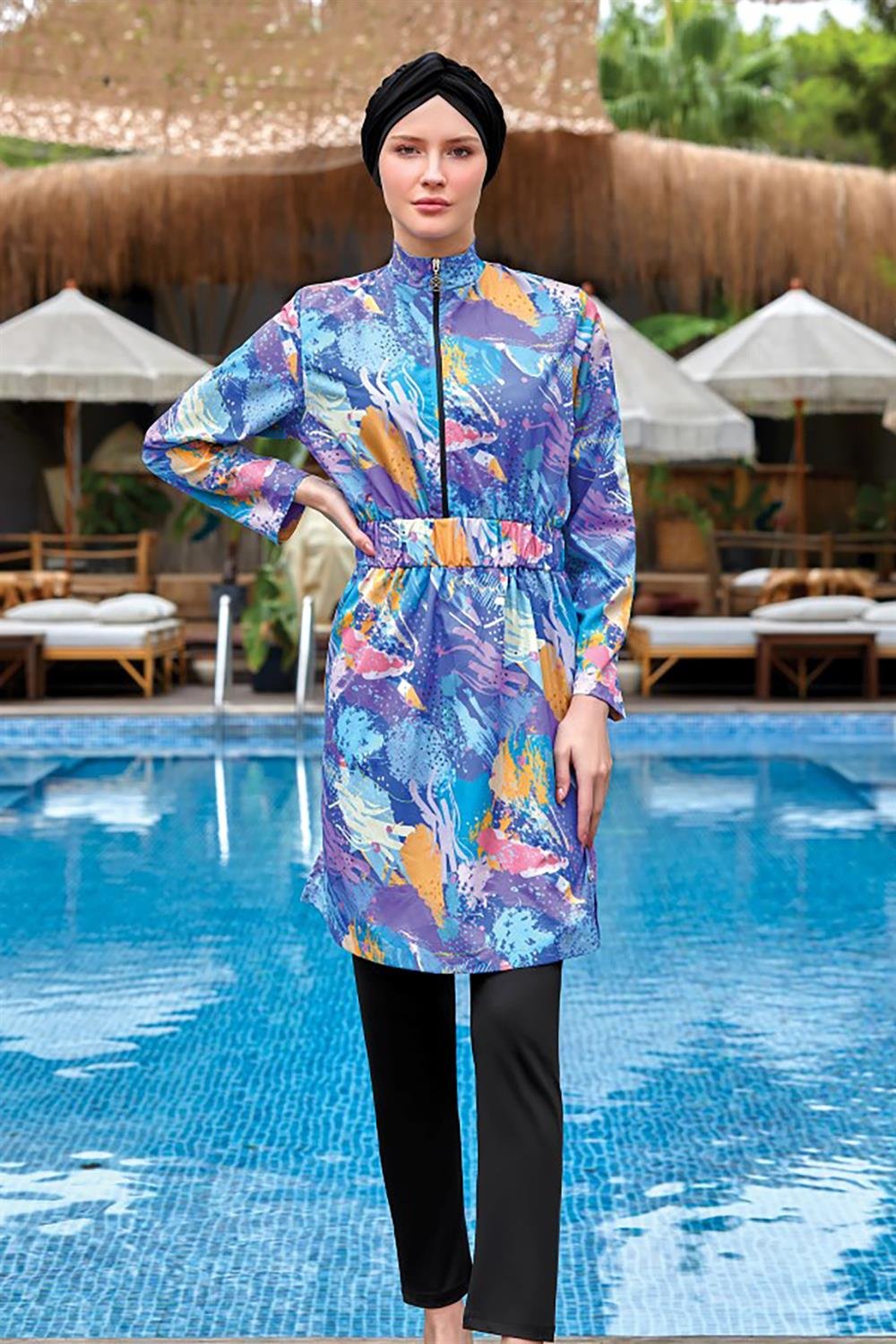 Tam Kapalı Tesettür Mayo Desı 1 8056 Siyah Remsa Mayo