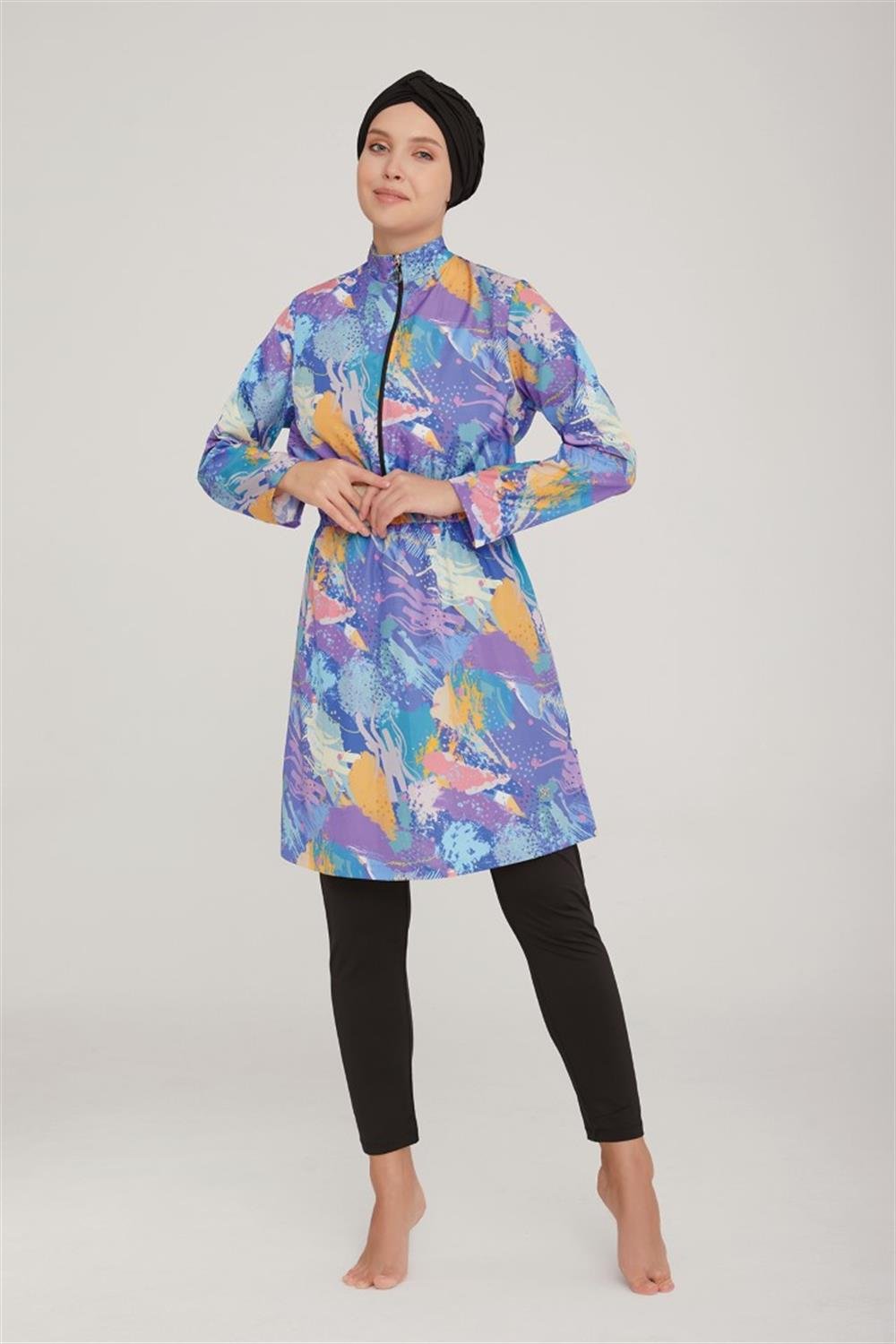 Tam Kapalı Tesettür Mayo Desı 1 8056 Siyah Remsa Mayo