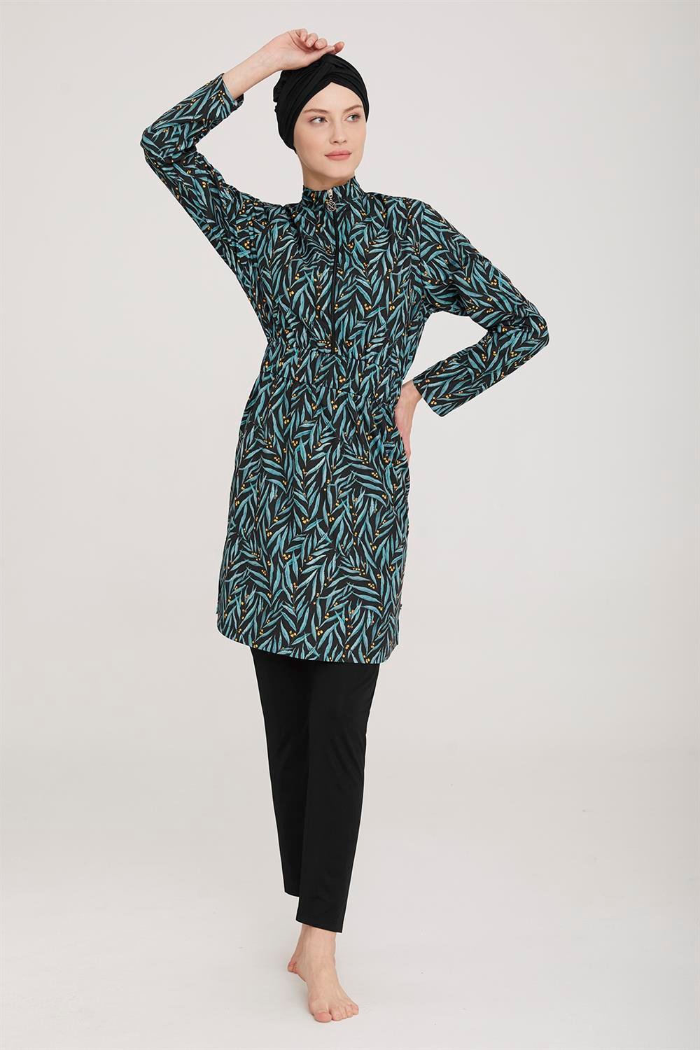 Tam Kapalı Tesettür Mayo Desı 5 8060 Siyah Remsa Mayo