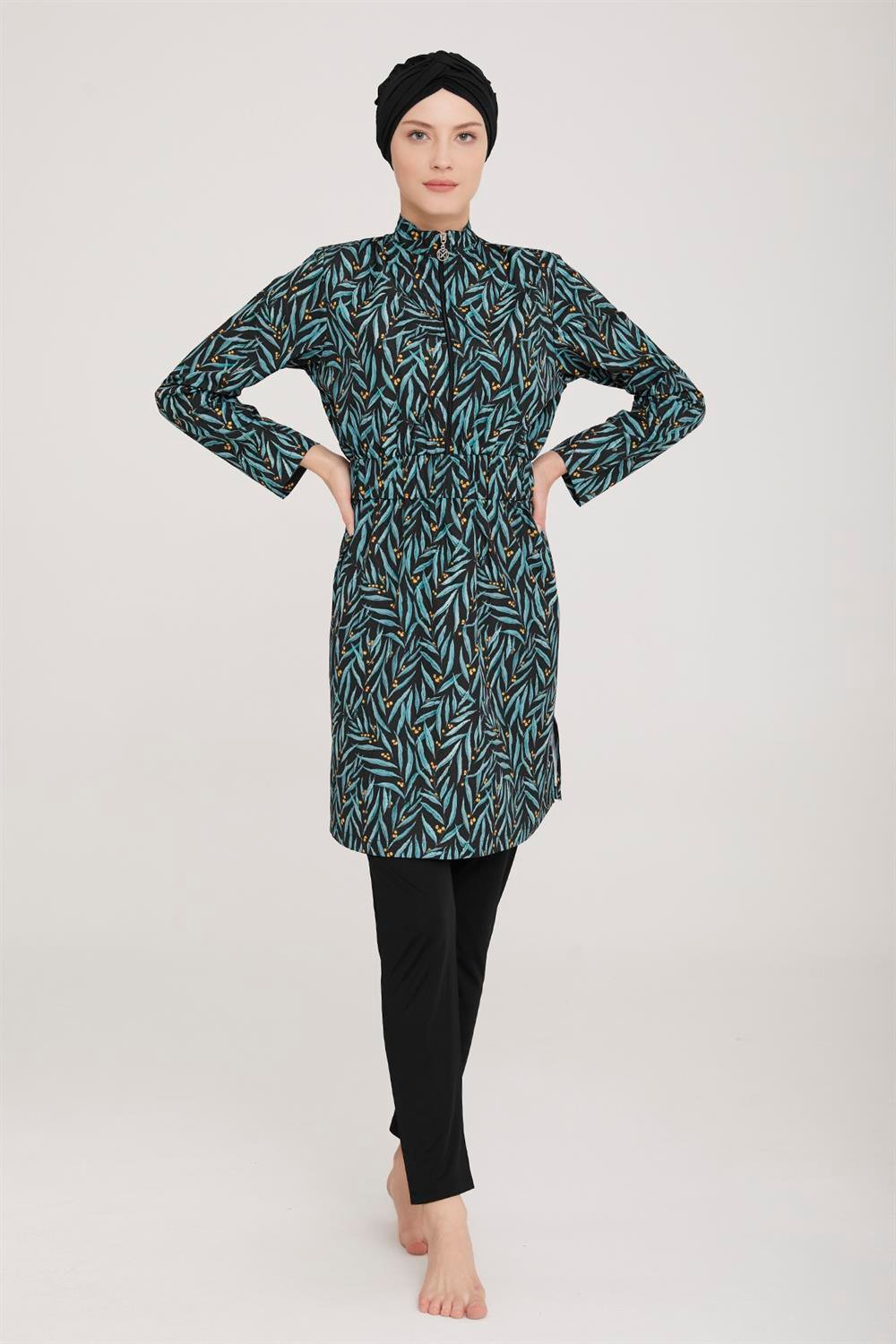 Tam Kapalı Tesettür Mayo Desı 5 8060 Siyah Remsa Mayo