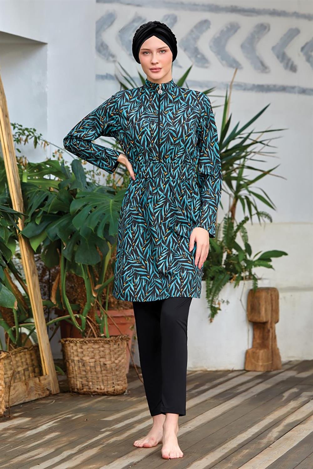 Tam Kapalı Tesettür Mayo Desı 5 8060 Siyah Remsa Mayo