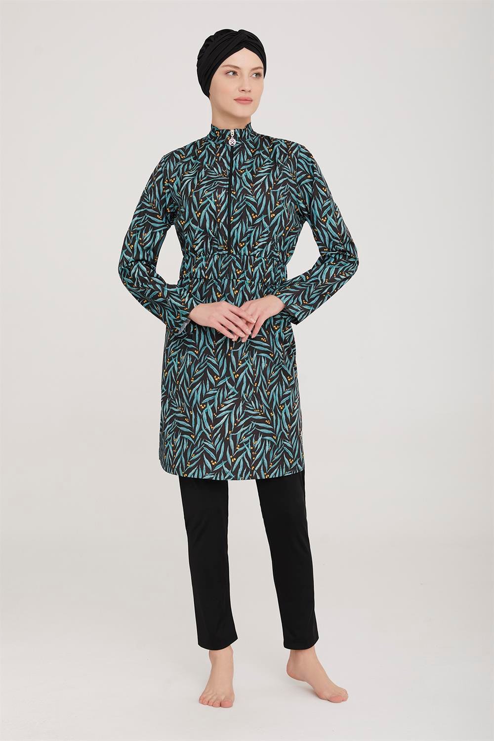 Tam Kapalı Tesettür Mayo Desı 5 8060 Siyah Remsa Mayo