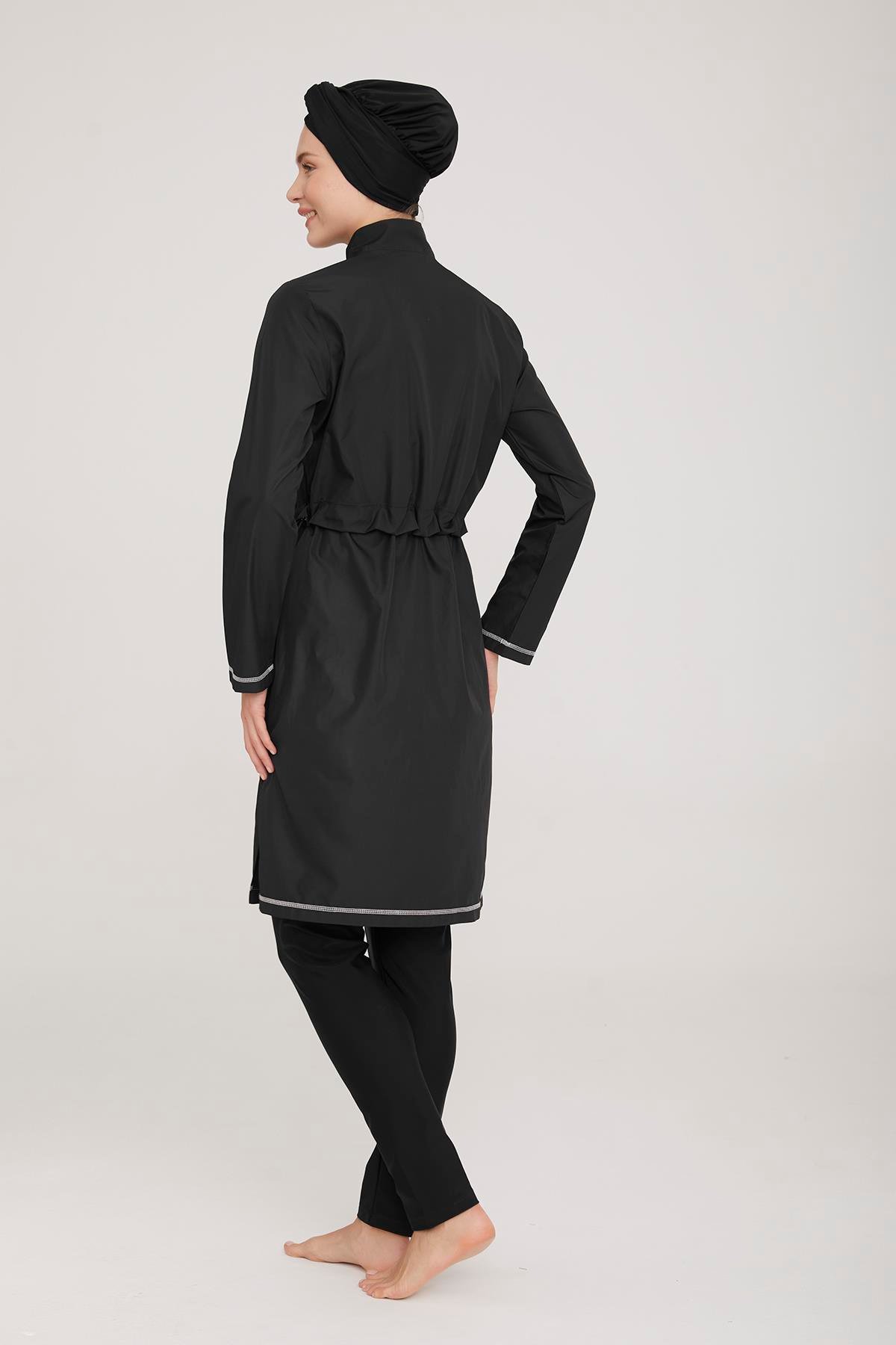 Tam Kapalı Tesettür Mayo Dına 1329 Siyah Remsa Mayo