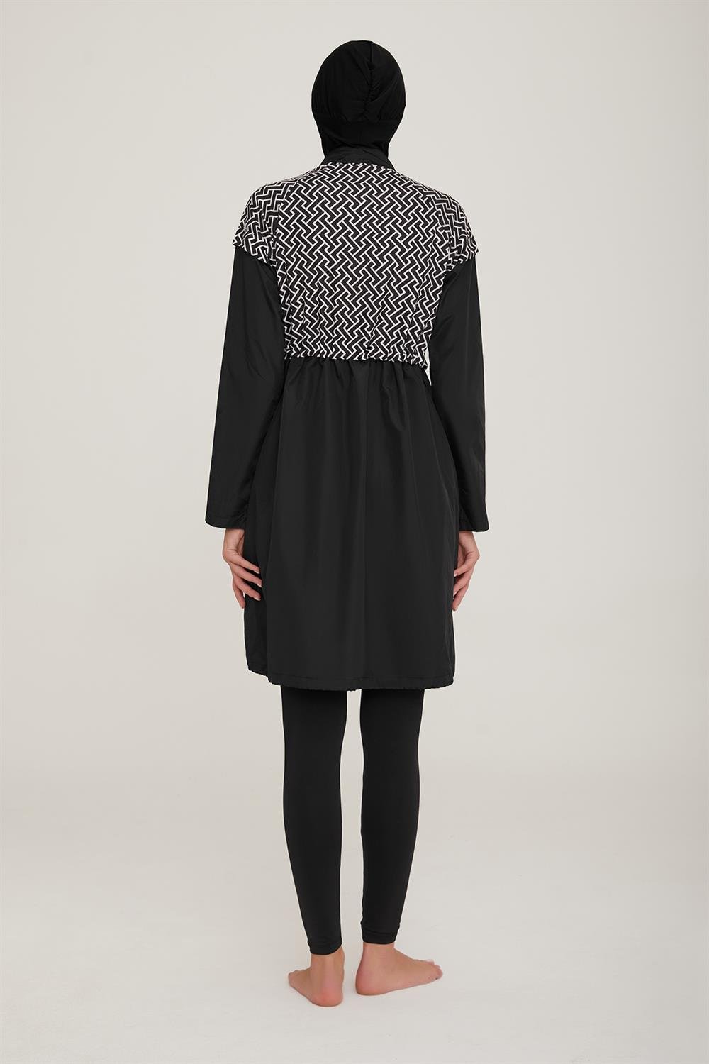 Tam Kapalı Tesettür Mayo Huno 1 1321 Siyah Remsa Mayo