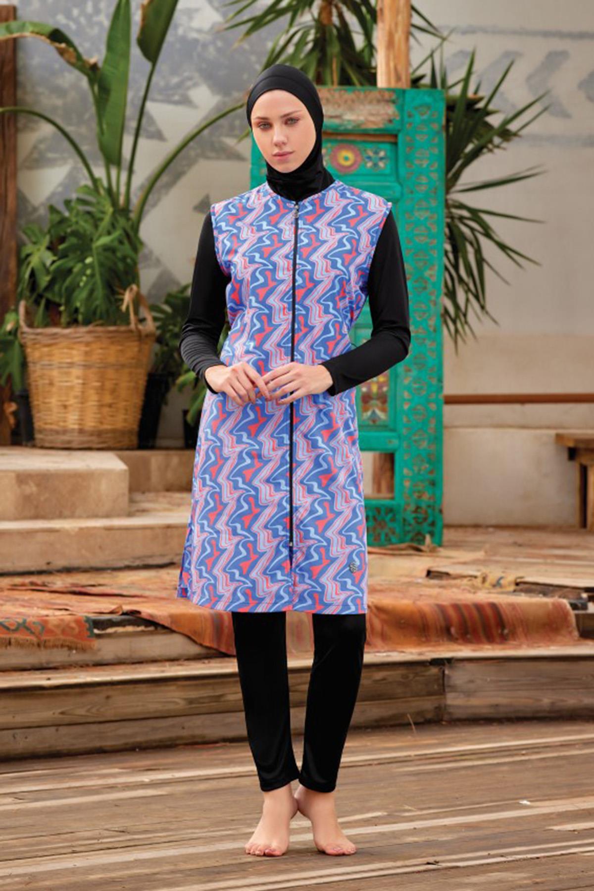 Tam Kapalı Tesettür Mayo Jaana 2 9040 Siyah Remsa Mayo