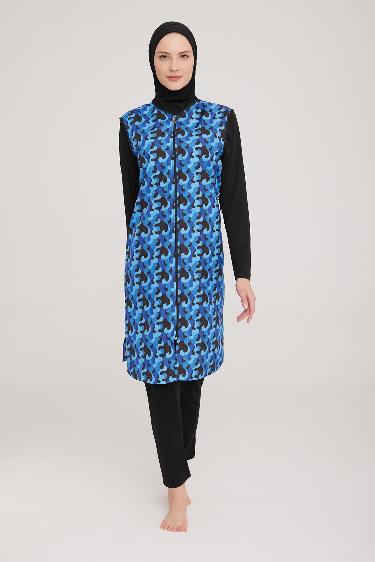 Tam Kapalı Tesettür Mayo Jaana 3 9048 Siyah Remsa Mayo