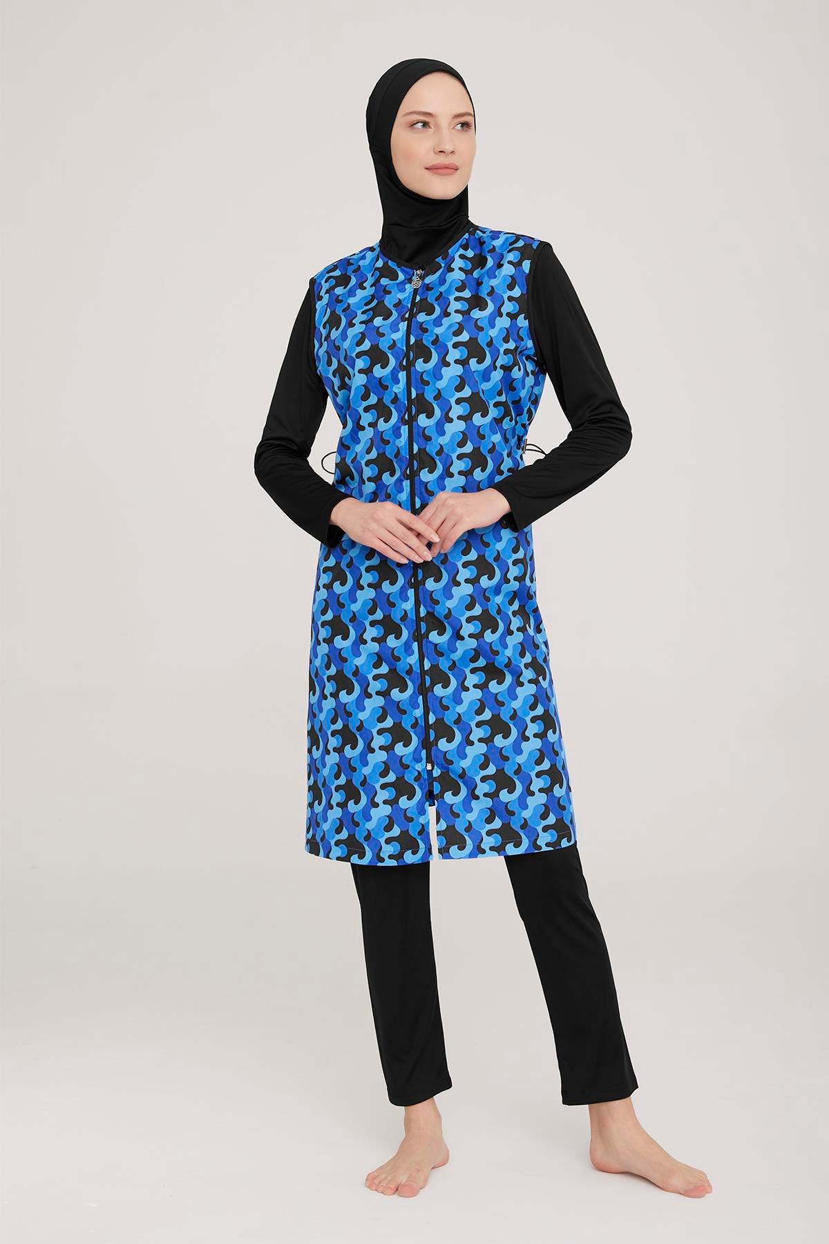Tam Kapalı Tesettür Mayo Jaana 3 9048 Siyah Remsa Mayo
