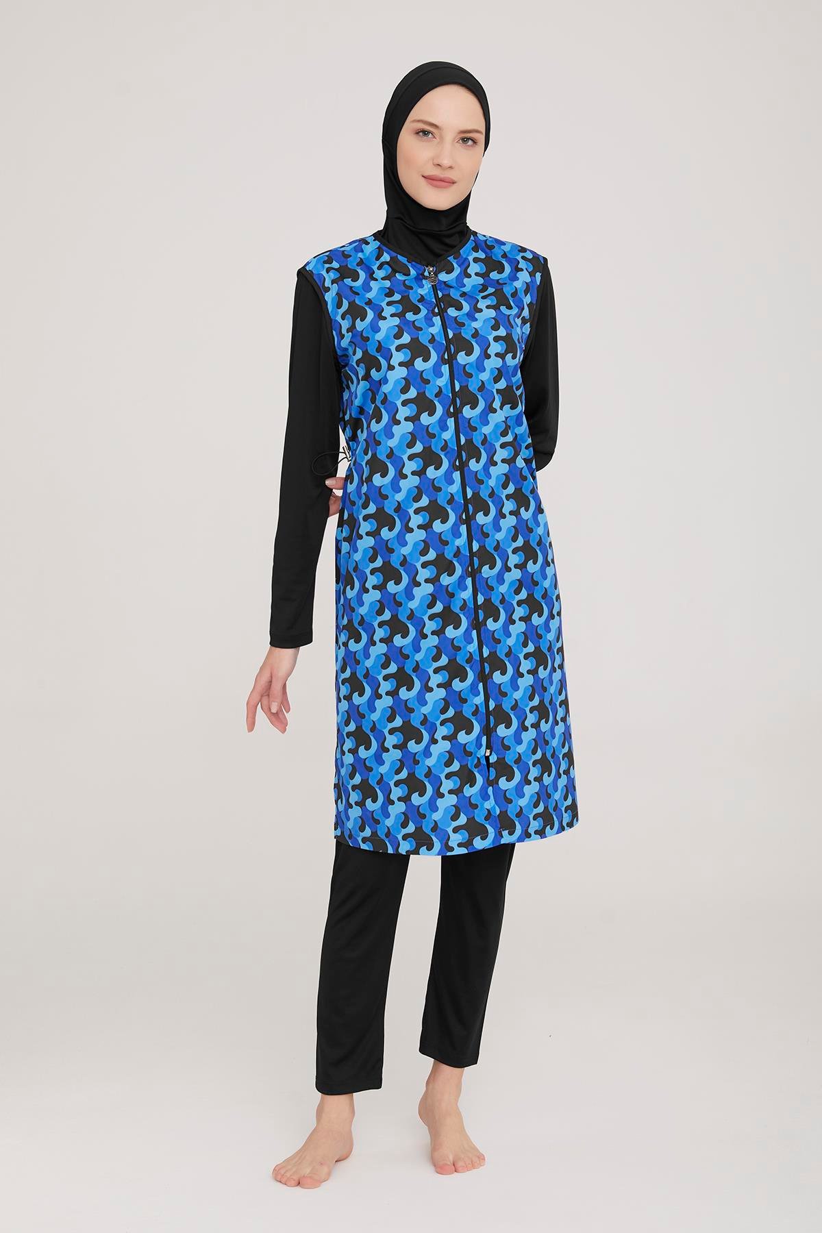 Tam Kapalı Tesettür Mayo Jaana 3 9048 Siyah Remsa Mayo