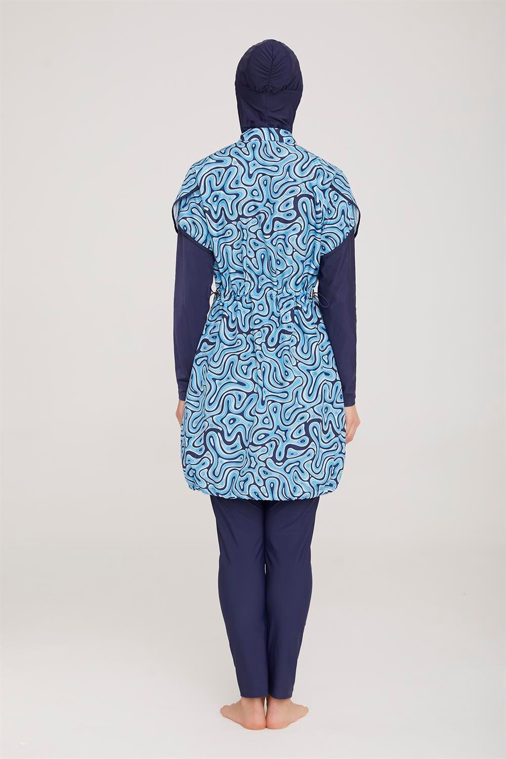 Tam Kapalı Tesettür Mayo Kınsey 1 1323 Koyu Lacivert Remsa Mayo