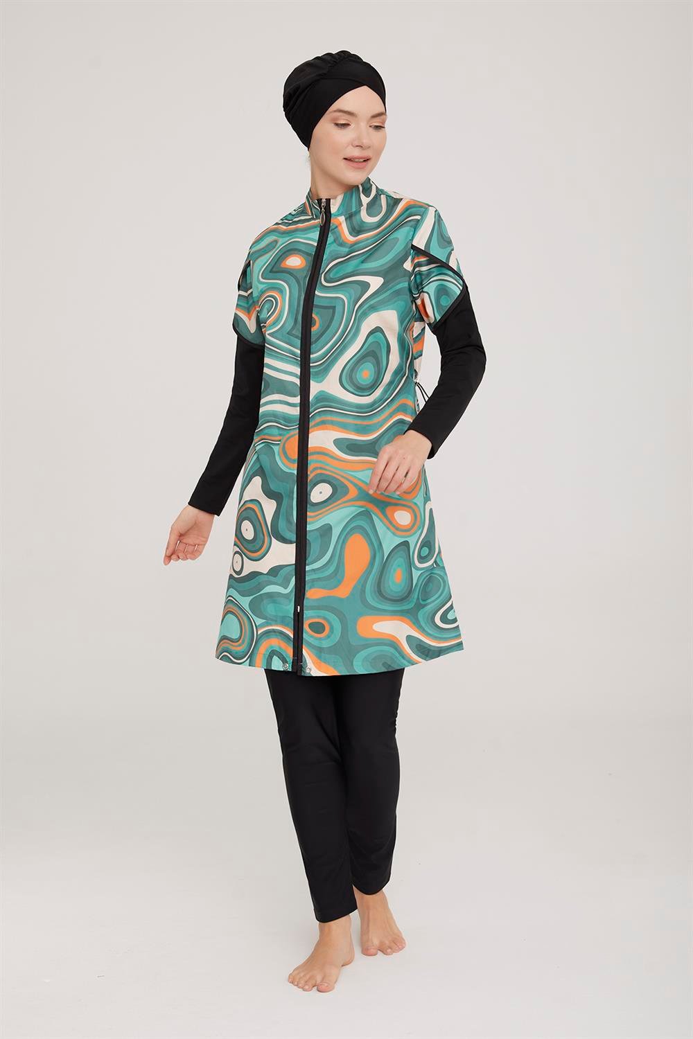 Tam Kapalı Tesettür Mayo Kınsey 2 1324 Siyah Remsa Mayo