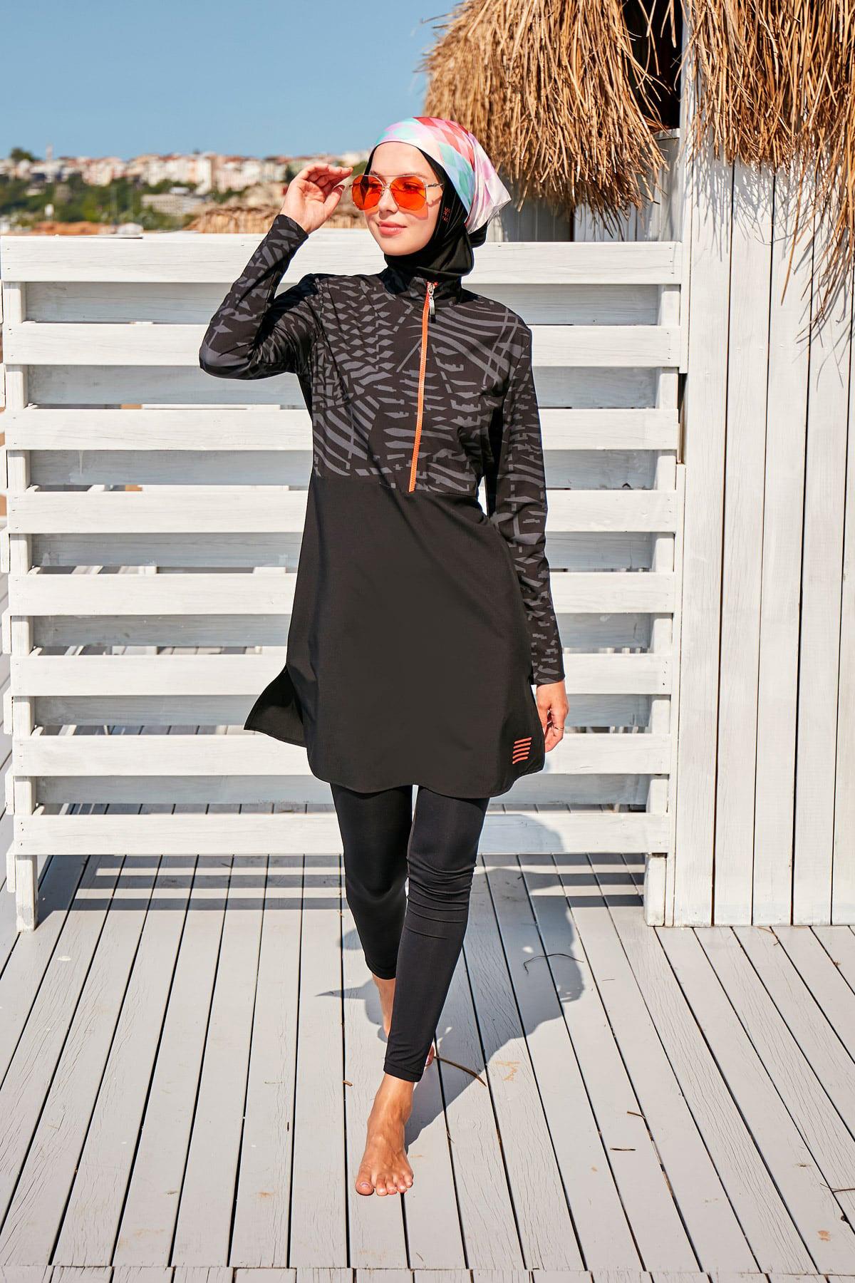 Tam Kapalı Tesettür Mayo M2324 Siyah