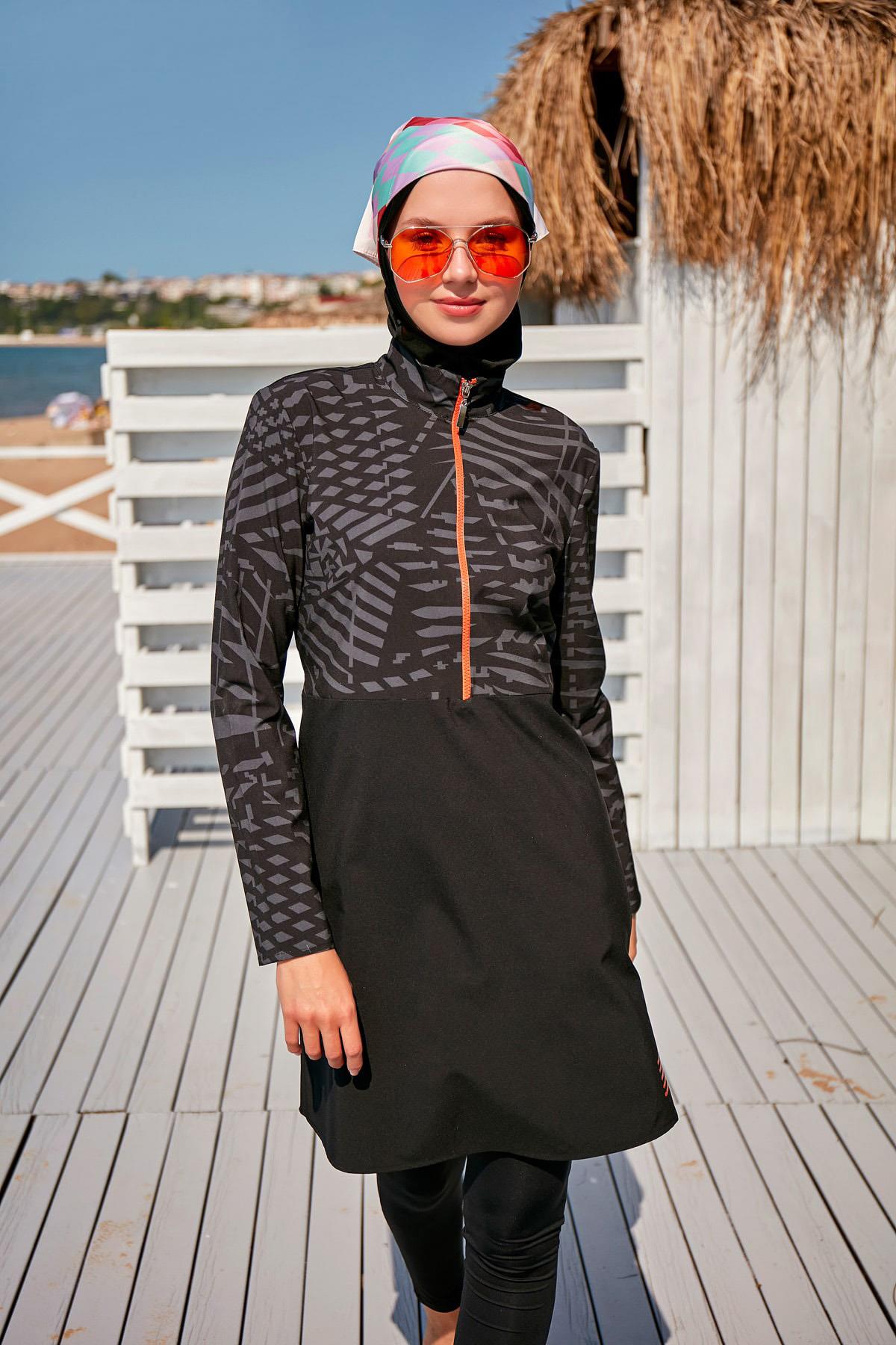 Tam Kapalı Tesettür Mayo M2324 Siyah