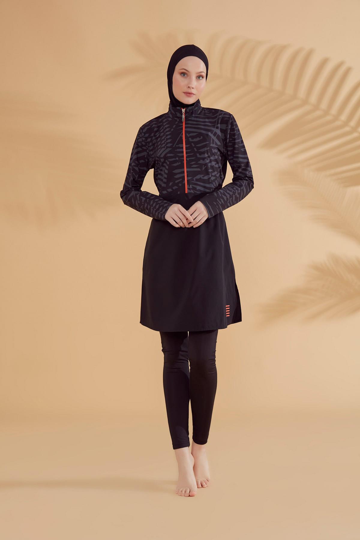 Tam Kapalı Tesettür Mayo M2324 Siyah