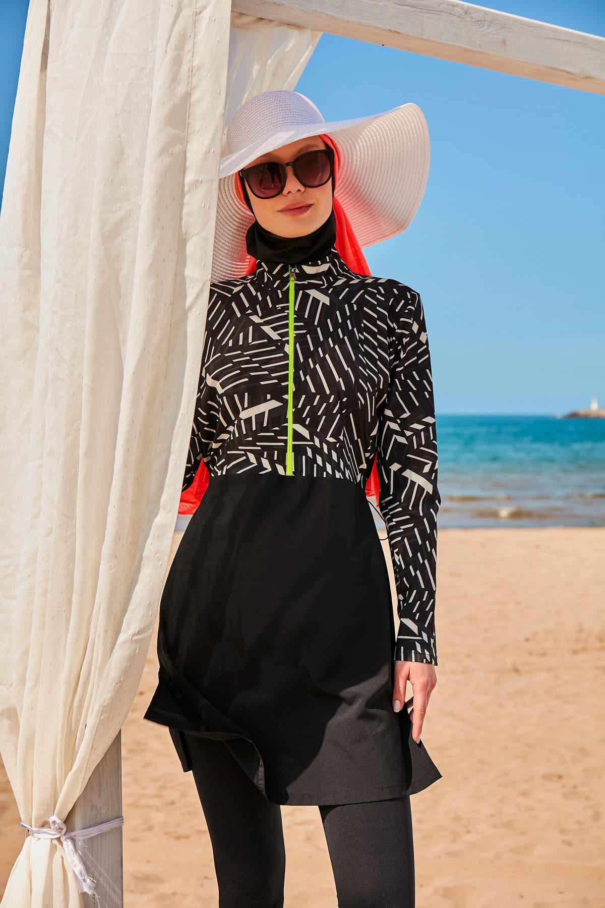 Tam Kapalı Tesettür Mayo M2326 Siyah