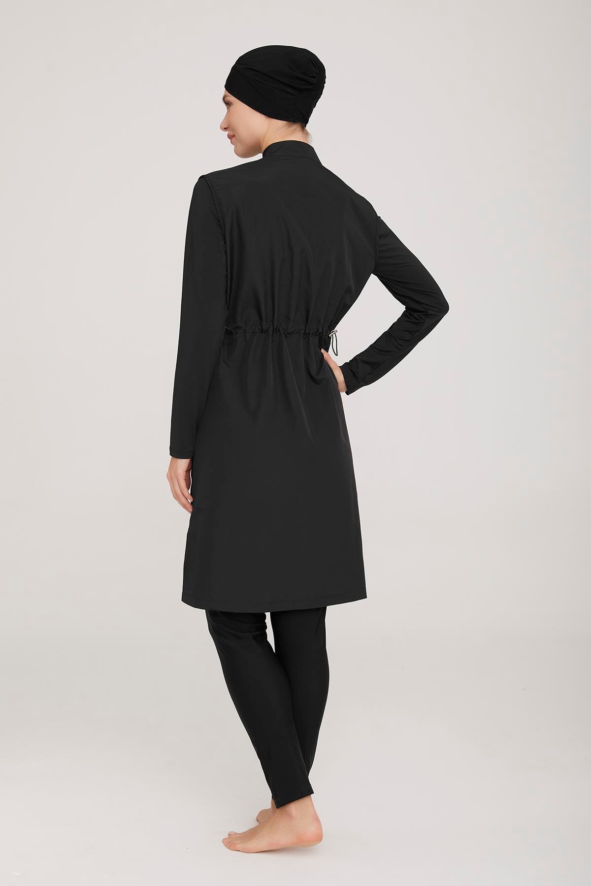 Tam Kapalı Tesettür Mayo Pera 2238 Siyah Remsa Mayo