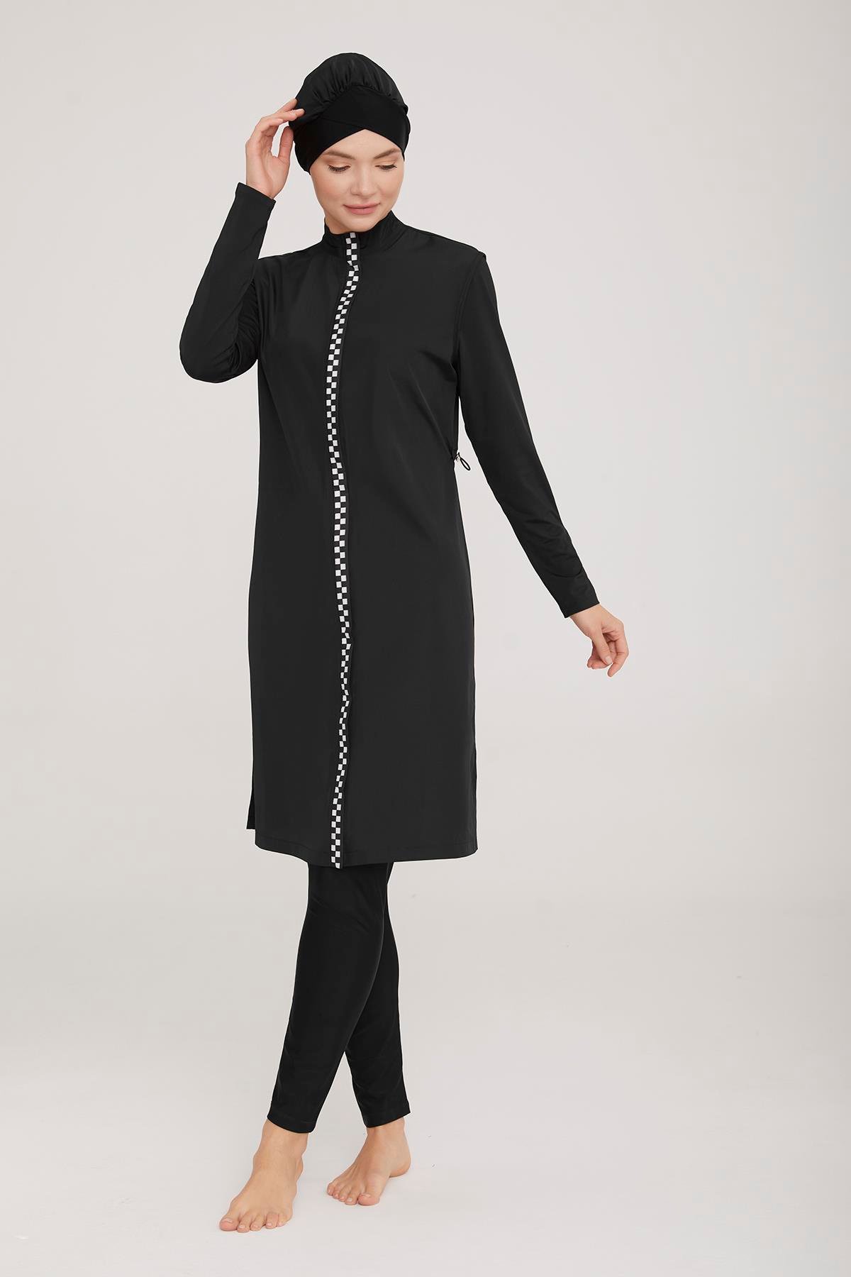 Tam Kapalı Tesettür Mayo Pera 2238 Siyah Remsa Mayo